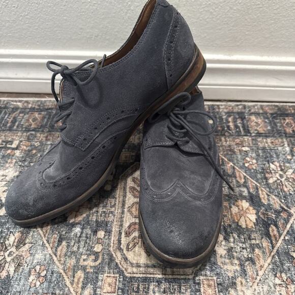 New Clarks 1825 Men's Exton Brogue Blue Suede Wing Tip Oxford Shoes 11 M New - Picture 2 of 6